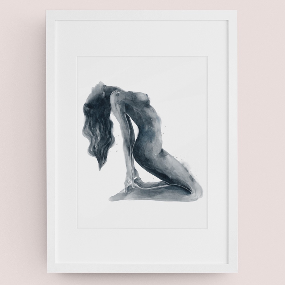 Watercolor Abstract Nude Woman Portrait Print Poster Unframed - Picture 7 of 8